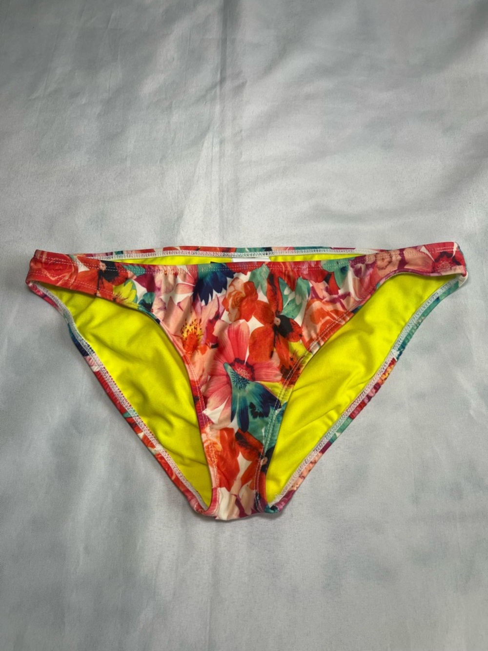 Adore Me Floral Multicolor Bikini Hipster Low Cut Full Bottom Neon Lining Large